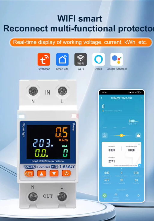 TOMZN 10 In 1 Smart Wifi Breaker With Memory Relay